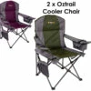 2 X Oztrail Cooler (Purple & Green) Folding Camping Picnic Arm Chair