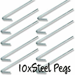 10 X TENT PEG HEAVY DUTY ZINC COATED STEEL 300MM