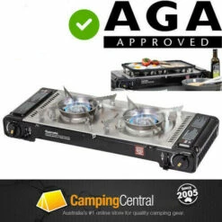 GASMATE TRAVELMATE TWIN STOVE + HOT PLATE BUTANE GAS BURNER Camping Cooker