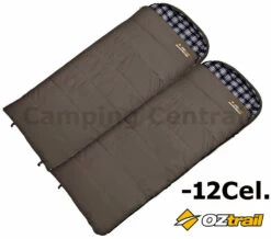 2 X OZTRAIL COTTON CANVAS DUO -12Cel. MEGA SLEEPING BAG (235 X 100cm) DOUBLE CAN BE USED SEPERATELY OR JOINED TO MAKE A DOUBLE