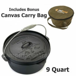 (SALES PROMOTION) OZtrail 9 Quart Camp Oven + Carry Bag Cast Iron Pot Pan Cookware